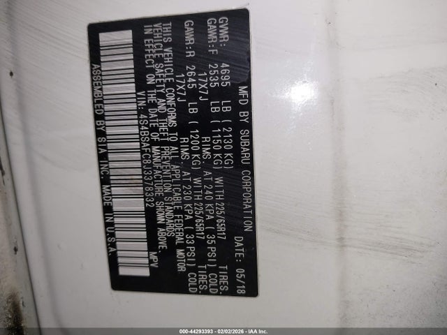 Subaru Outback 2.5i Premium 2018 4S4BSAFC8J3378332 Image 9