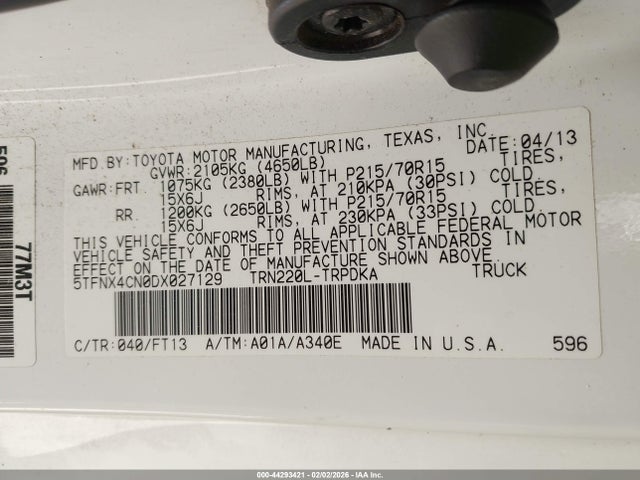 2013 TOYOTA TACOMA 5TFNX4CN0DX027129 Photo 8