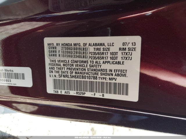 2014 HONDA ODYSSEY 5FNRL5H6XEB010788 Photo 8