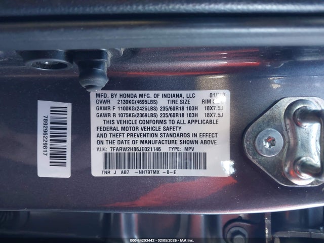 7FARW2H86JE021146 Honda Cr-v Ex-l/ex-l Navi