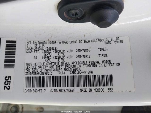 3TMDZ5BN9LM098315 Toyota Tacoma Trd Off-road