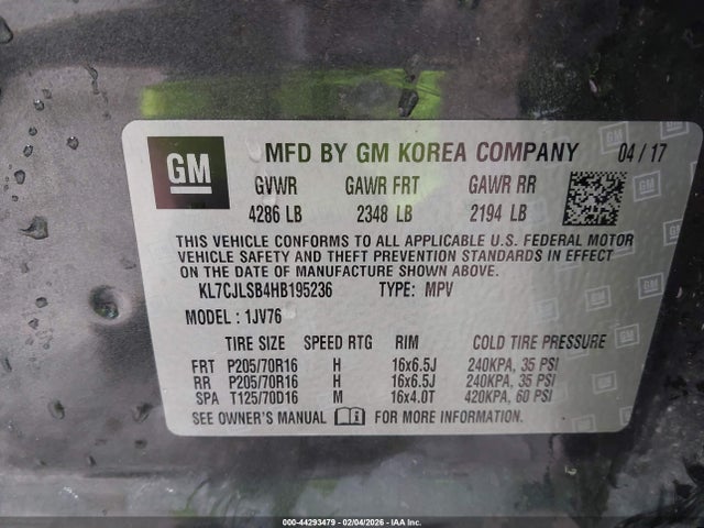 2017 CHEVROLET TRAX KL7CJLSB4HB195236 Photo 8