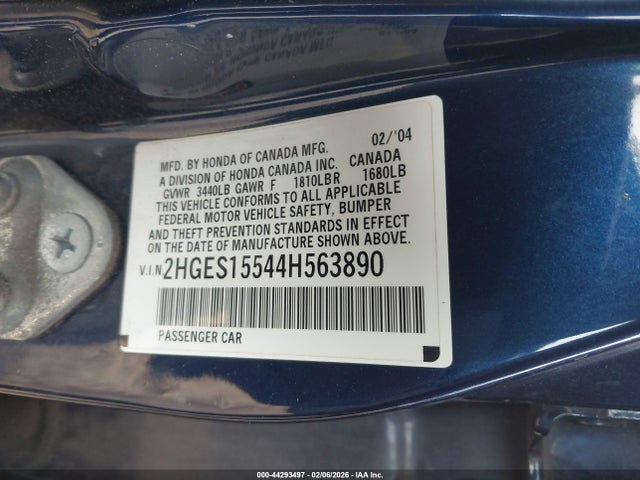 2004 HONDA CIVIC 2HGES15544H563890 Photo 8