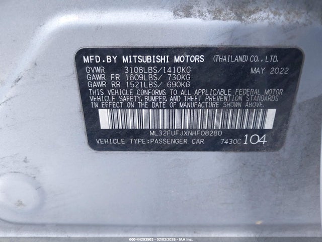 2022 MITSUBISHI MIRAGE G4 ML32FUFJXNHF08280 Photo 8