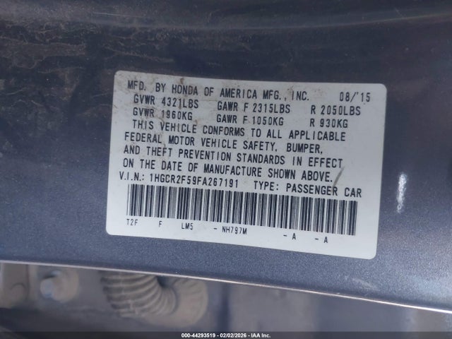 1HGCR2F59FA267191 Honda Accord Sport