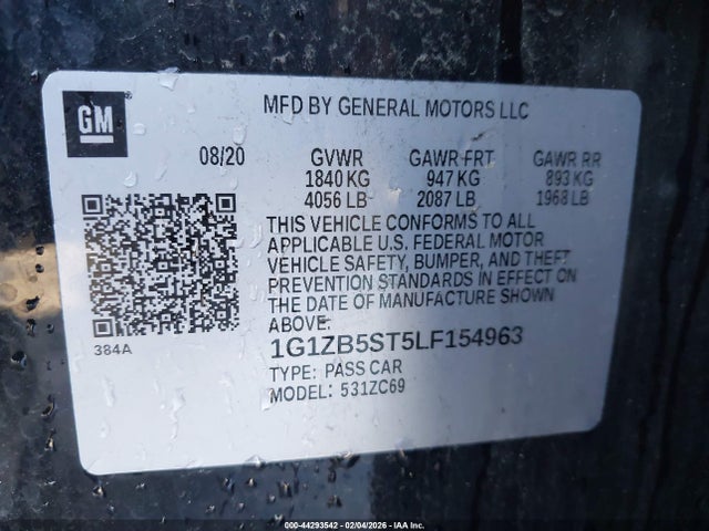 1G1ZB5ST5LF154963 Chevrolet Malibu Fwd Ls