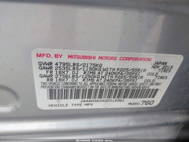 2016 MITSUBISHI OUTLANDER JA4AD3A34GZ016561 Photo 8