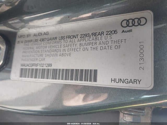 2015 AUDI A3 WAUACGFFXF1021289 Photo 8