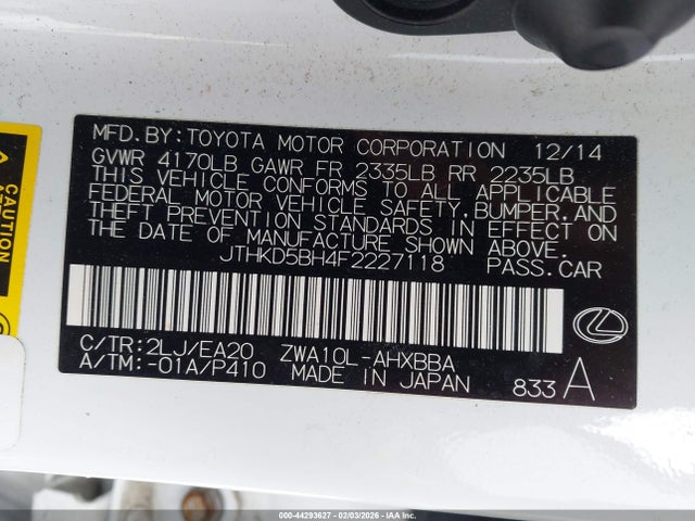 2015 LEXUS CT 200H JTHKD5BH4F2227118 Photo 8