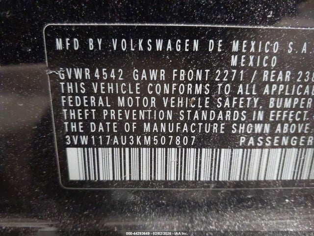 2019 VOLKSWAGEN GOLF SPORTWAGEN 3VW117AU3KM507807 Photo 8