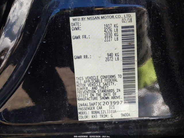 1N4AL3AP7JC203997 Nissan Altima 2.5 Sv