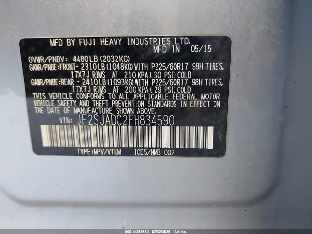 JF2SJADC2FH834590 Subaru Forester 2.5i Premium