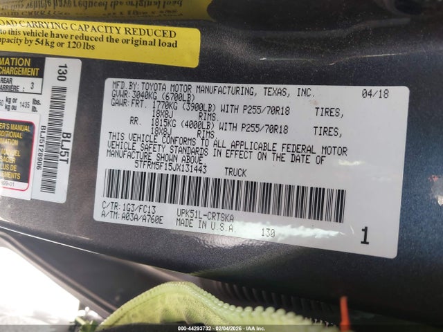 5TFRM5F15JX131443 Toyota Tundra Sr5 4.6l V8
