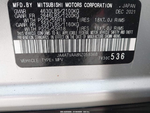 2022 MITSUBISHI ECLIPSE CROSS JA4ATVAA8NZ058368 Photo 8