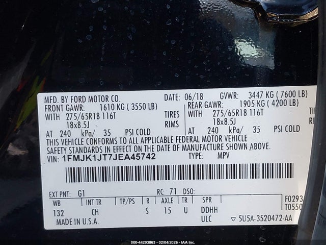 1FMJK1JT7JEA45742 Ford Expedition Max Xlt