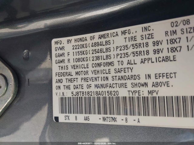 2008 ACURA RDX 5J8TB18218A015620 Photo 8