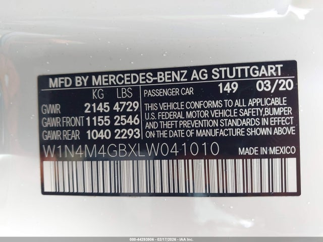 W1N4M4GBXLW041010 Mercedes-Benz GLB 250