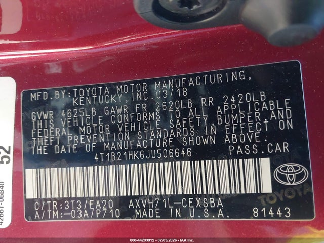 Aukcja sprzedaży 2018 Toyota Camry Hybrid Se, vin: 4T1B21HK6JU506646, numer aukcji: 44293912