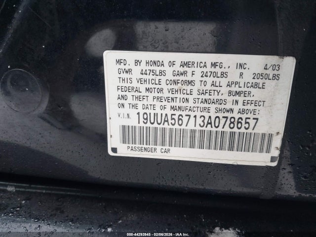 2003 ACURA TL 19UUA56713A078657 Photo 8