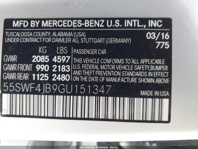 55SWF4JB9GU151347 Mercedes-Benz C 300