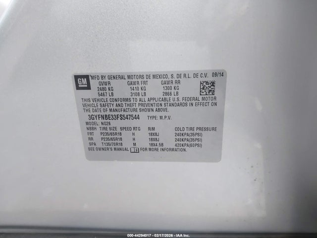 2015 CADILLAC SRX 3GYFNBE33FS547544 Photo 8