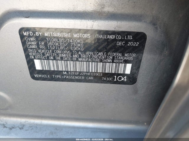 2023 MITSUBISHI MIRAGE G4 ML32FUFJ2PHF03903 Photo 8