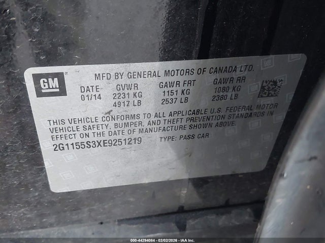 Auction sale of the 2014 Chevrolet Impala 2lz, vin: 2G1155S3XE9251219, lot number: 44294084