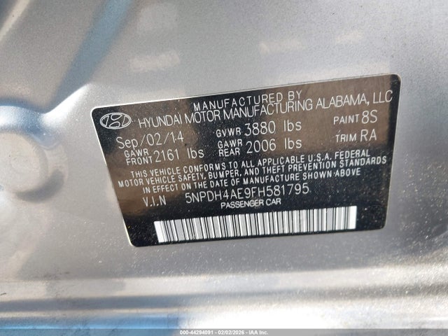 Hyundai ELANTRA SE 2015 5NPDH4AE9FH581795 Image 9