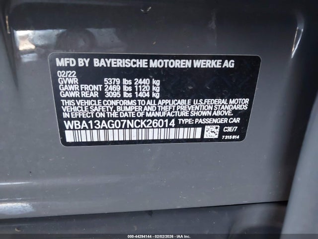 Продажа на аукционе авто 2022 Bmw 530e, vin: WBA13AG07NCK26014, номер лота: 44294144