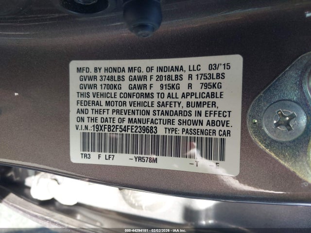Honda Civic Lx 2015 19XFB2F54FE239683 Image 9