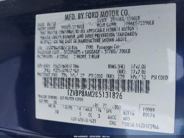 2011 FORD MUSTANG 1ZVBP8AM2B5131826 Photo 8