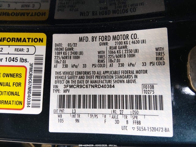 2022 FORD BRONCO SPORT 3FMCR9C67NRD40384 Photo 8