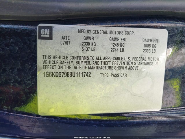 Продаж на аукціоні авто 2008 Cadillac Dts 1se, vin: 1G6KD57988U111742, номер лоту: 44294230