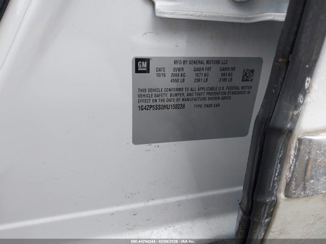 2017 Buick Lacrosse Essence მანქანა იყიდება აუქციონზე, vin: 1G4ZP5SS0HU158238, აუქციონის ნომერი: 44294244