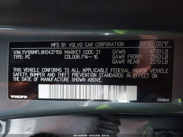 2017 VOLVO S60 YV126MFL8H2437156 Photo 8