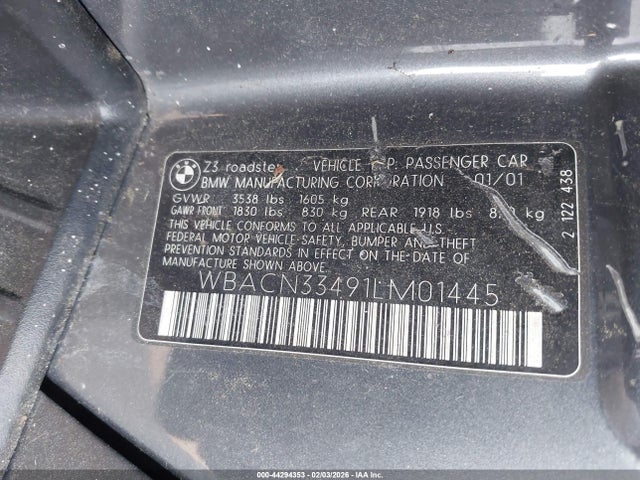 2001 BMW Z3 WBACN33491LM01445 Photo 8