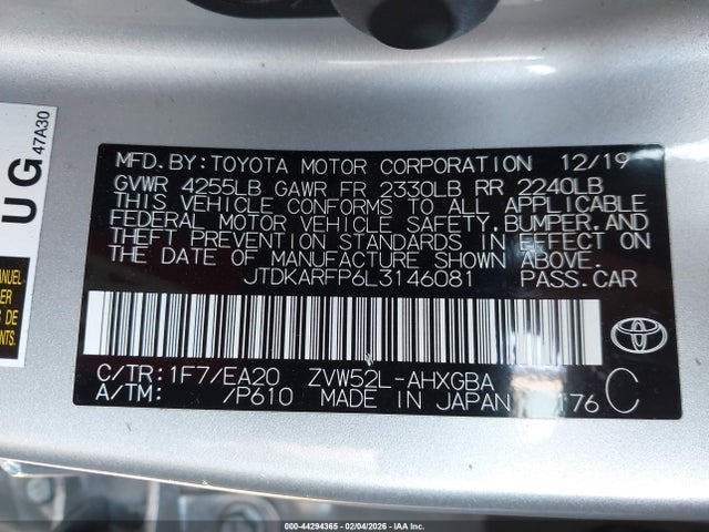 2020 TOYOTA PRIUS PRIME JTDKARFP6L3146081 Photo 8