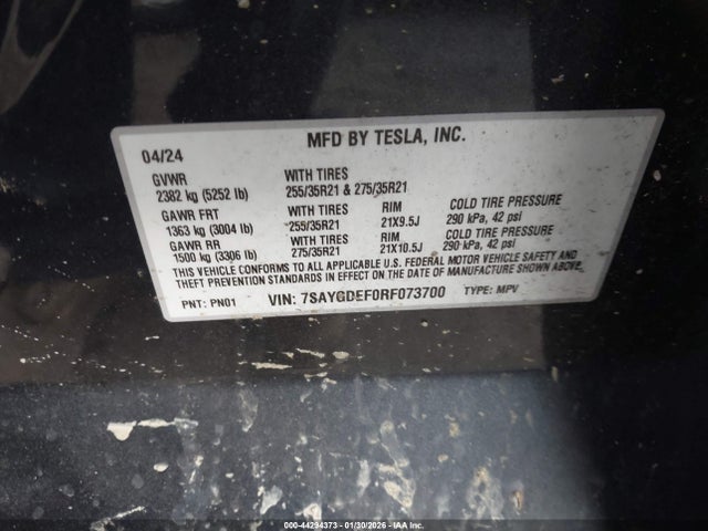 7SAYGDEF0RF073700 Tesla Model Y Performance Dual Motor All-wheel Drive