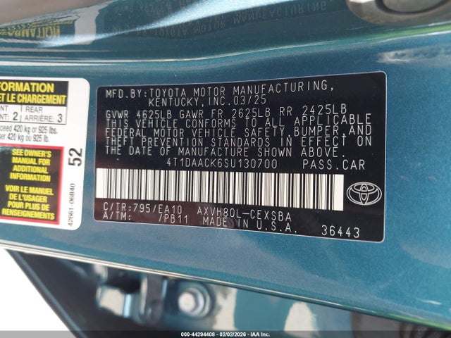 2025 TOYOTA CAMRY 4T1DAACK6SU130700 Photo 8