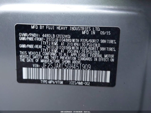 JF2SJAKC5GH451909 Subaru Forester 2.5i Limited