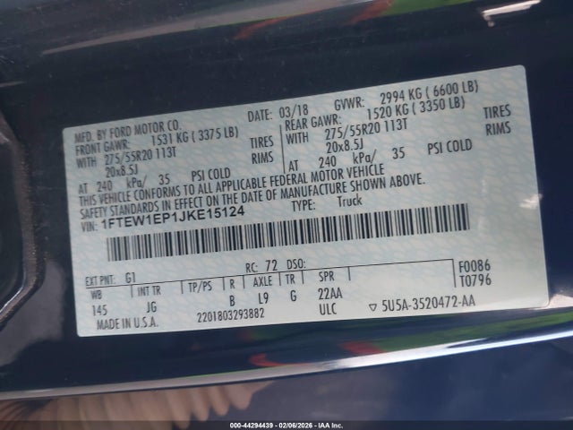 Ford F-150 Xl 2018 1FTEW1EP1JKE15124 Image 9