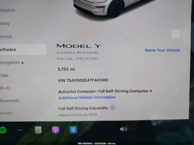 Aukcja sprzedaży 2026 Tesla Model Y, vin: 7SAYGDEE4TF441360, numer aukcji: 44294443