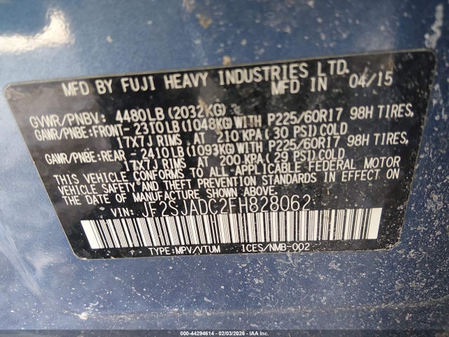 Aukcja sprzedaży 2015 Subaru Forester 2.5i Premium, vin: JF2SJADC2FH828062, numer aukcji: 44294614