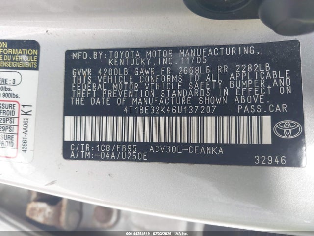 2006 TOYOTA CAMRY 4T1BE32K46U137207 Photo 8