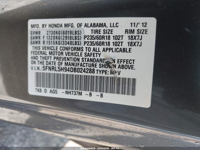 2013 HONDA ODYSSEY 5FNRL5H94DB024288 Photo 8