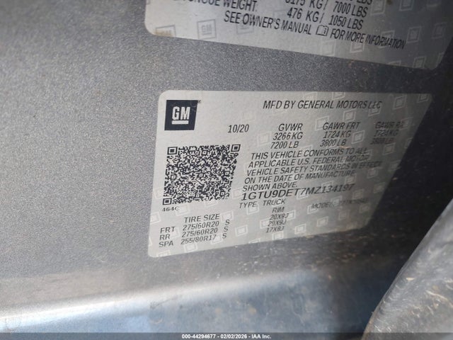 Продажа на аукционе авто 2021 Gmc Sierra 1500 4wd  Short Box Slt, vin: 1GTU9DET7MZ134197, номер лота: 44294677