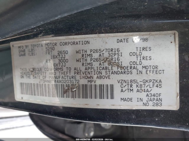 1999 TOYOTA 4RUNNER JT3HN87R4X0203172 Photo 8