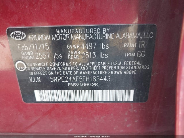 Hyundai SONATA SE 2015 5NPE24AF5FH185443 Image 9