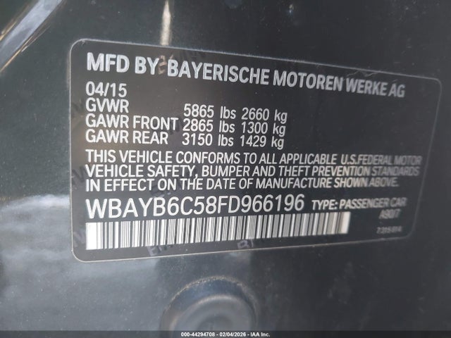 2015 BMW 750I WBAYB6C58FD966196 Photo 8