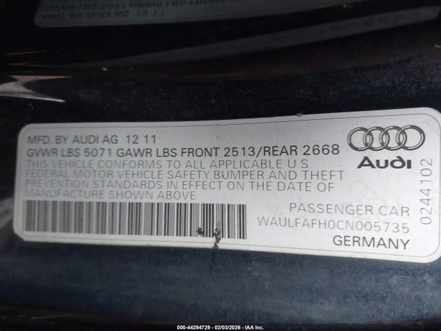 2012 AUDI A5 WAULFAFH0CN005735 Photo 8